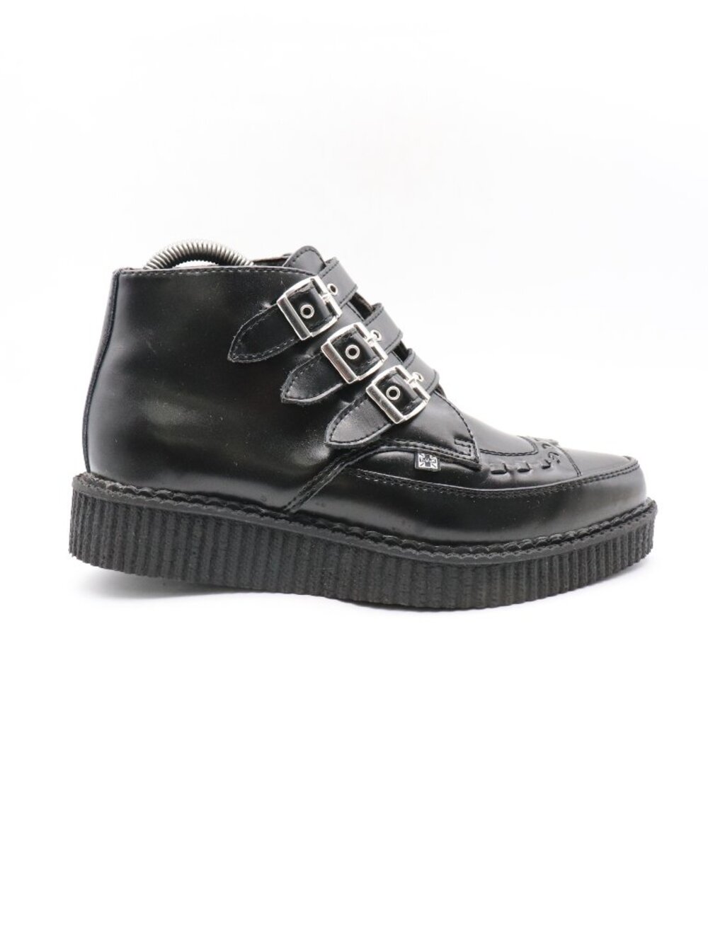 T.U.K. 3-Buckle Pointed Creeper Black Boots Women's Size 8 Casual Shoes